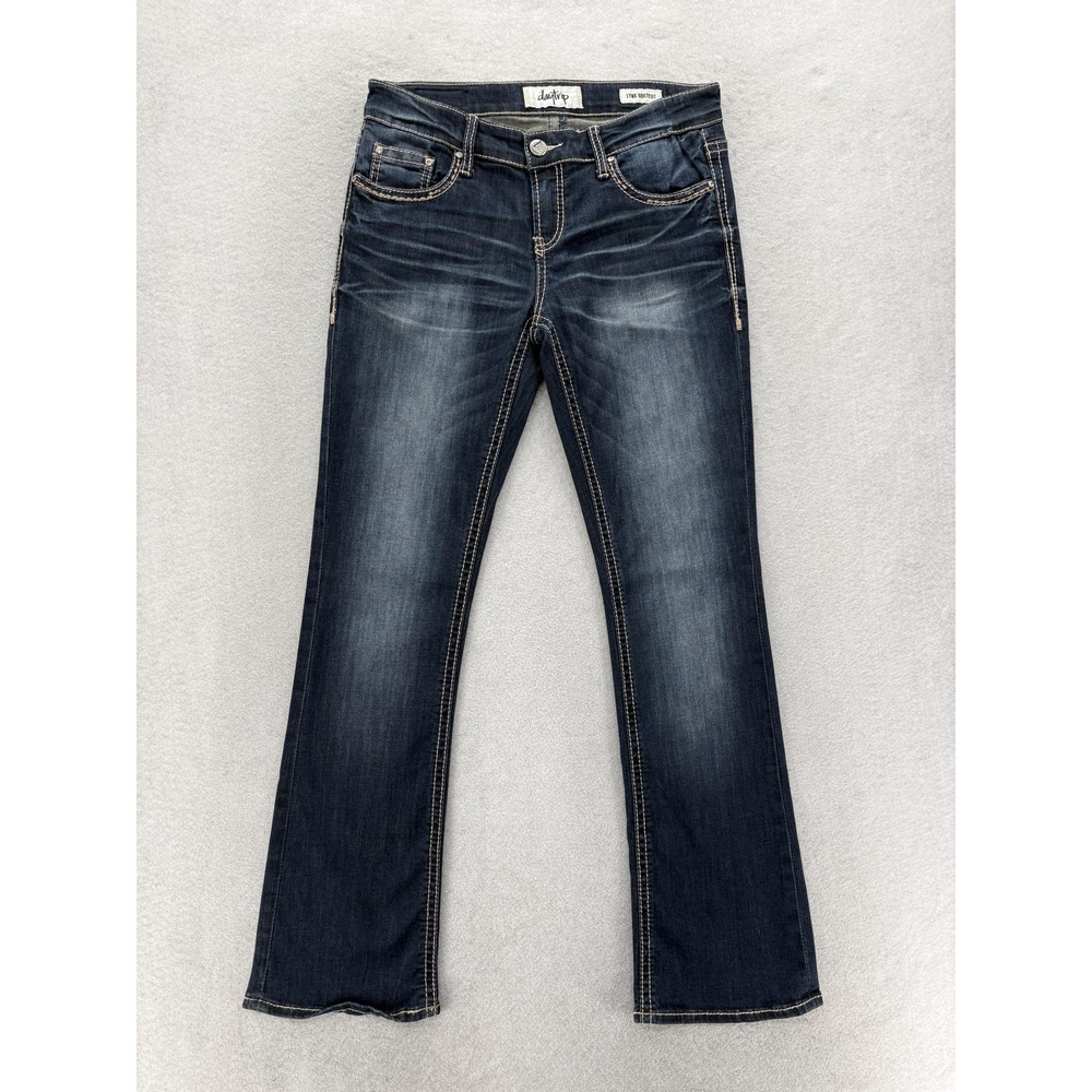 Daytrip Lynx Bootcut Jeans Womens 28 Blue Dark Wash Low Rise Stretch Denim Y2K